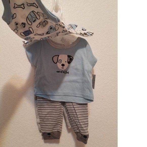 NWT little Beginnings Doggy 4 piece set (1 tshirt, 1 bodysuit, 2pants) - Picture 4 of 7